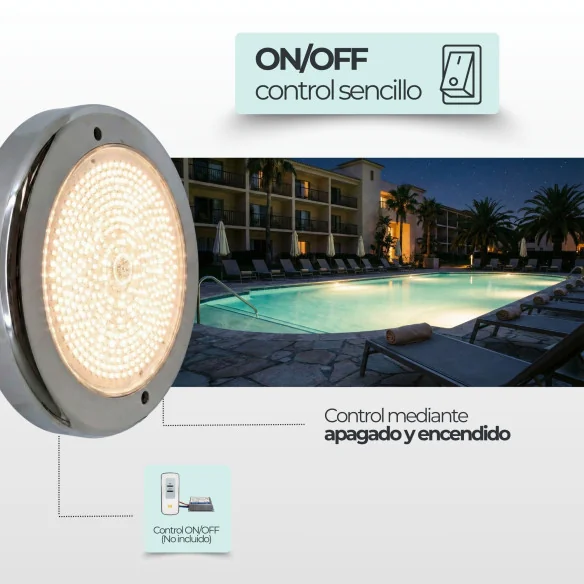 Foco LED piscina Ø23 cm 12V AC – Acero inox 316, 35 W, 3450 lm | Swimhome