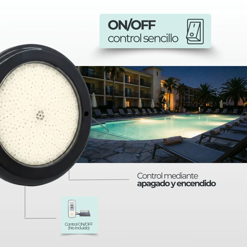 Projetor LED para Piscina 35W 12V AC Branco Quente 3000K