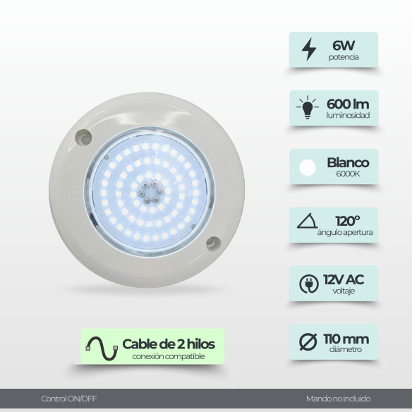 Mini spot pour escalier ou SPA 11Ø CM 6W Blanc froid ou chaud