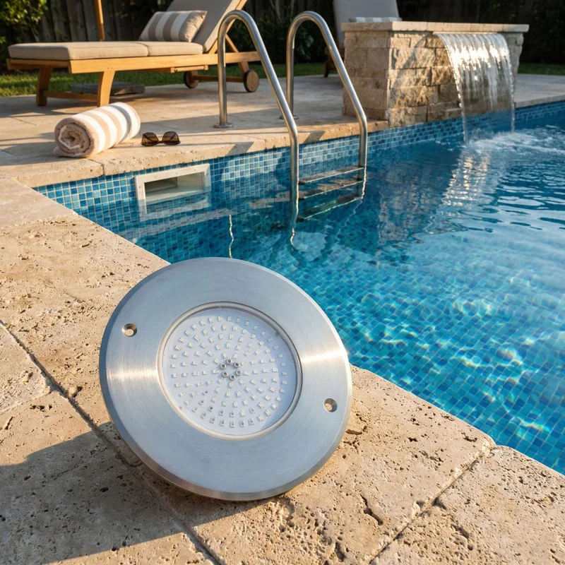 Cold White Stainless Steel LED Pool Light | 16cm Diameter 10W