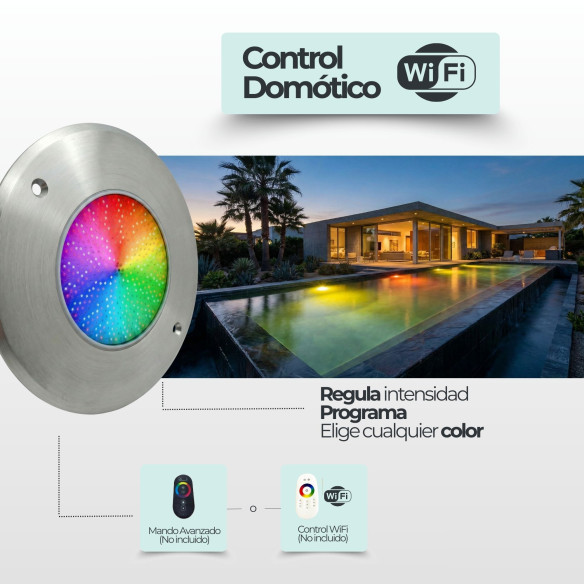 Projecteur LED RVB ON/OFF en acier inoxydable | 16 Diamètre 10W