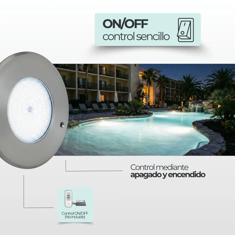 Foco LED Blanco Frío Acero Inoxidable | 16CM Diametro 10W