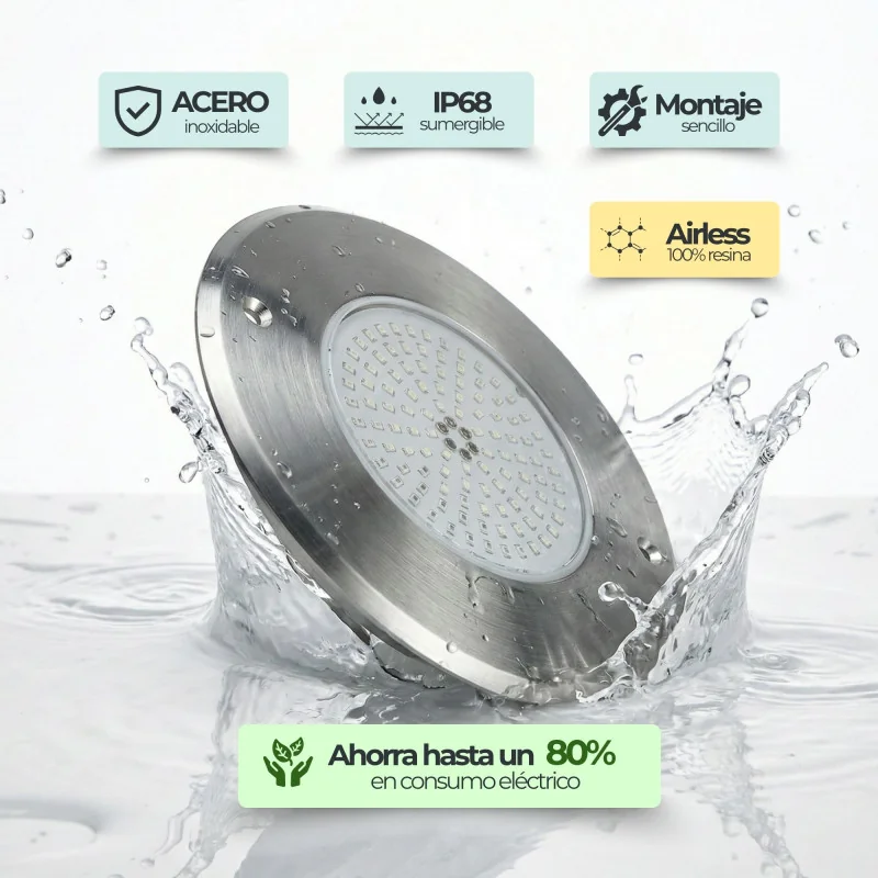Cold White Stainless Steel LED Pool Light | 16cm Diameter 10W