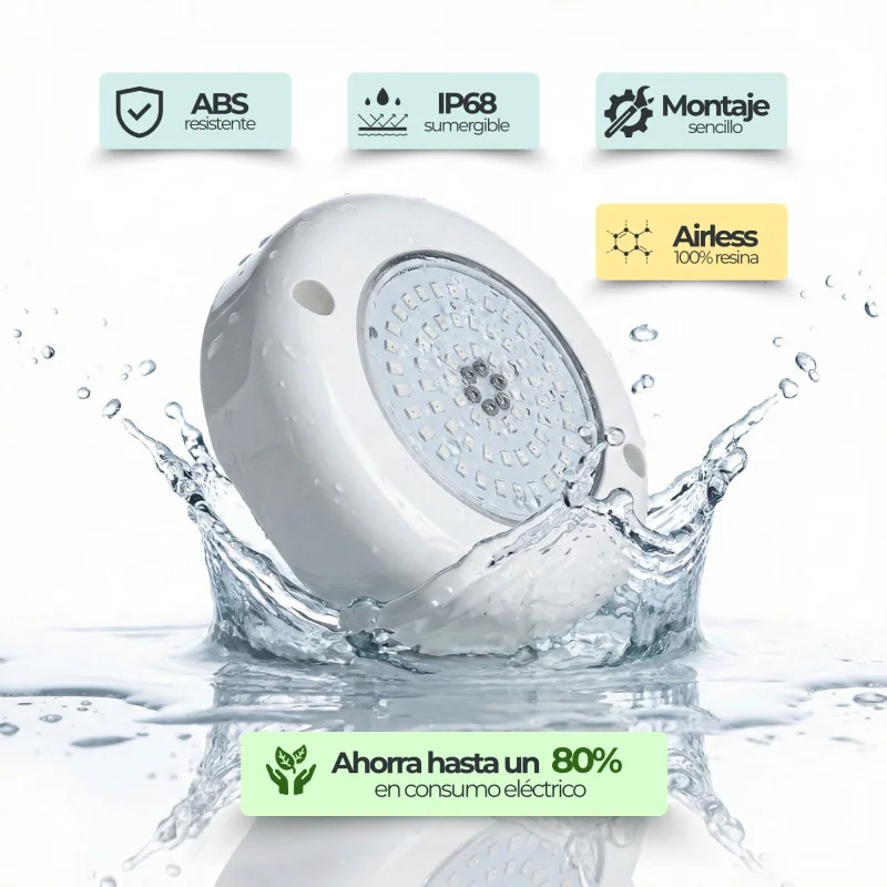 Projetor LED Piscina Superfície 6W 12V AC Branco Quente 3000K