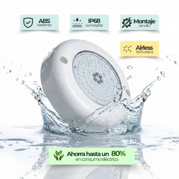 Projetor LED Piscina Superfície 6W 12V AC Branco Quente 3000K