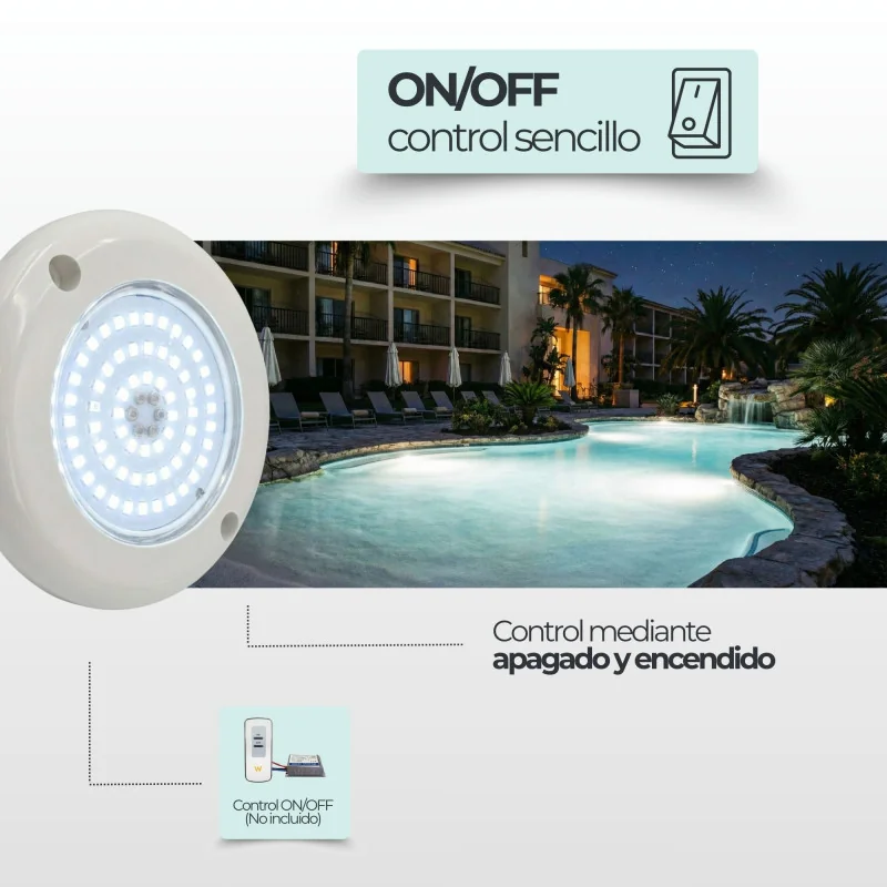 Foco LED Piscina Superfície 11cm 6W Branco Frio 6000K