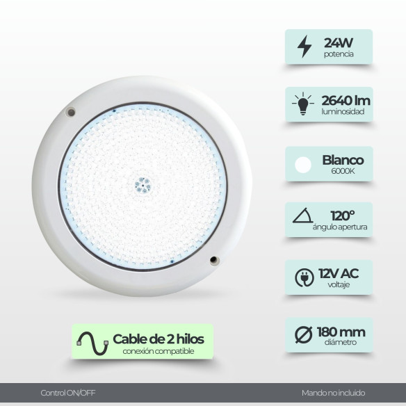 Foco LED Blanco Frío ABS| 18CM Diámetro 24W