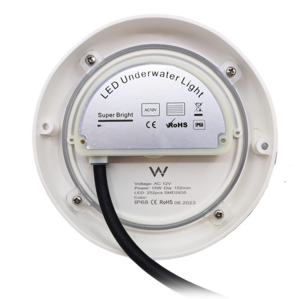 Foco LED piscina blanco 12V AC de superficie Ø15 cm (10 W) | IP68