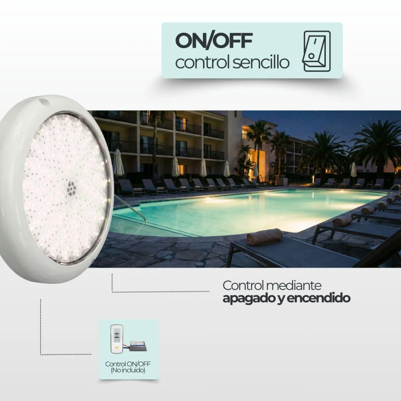 Projetor LED Piscina Branco Quente Superfície 12V AC Ø15cm | 15W