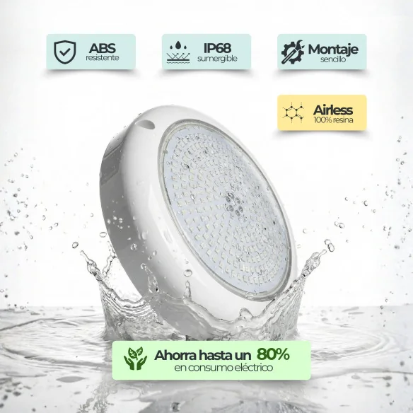 Foco LED piscina blanco 12V AC de superficie Ø15 cm (10 W) | IP68