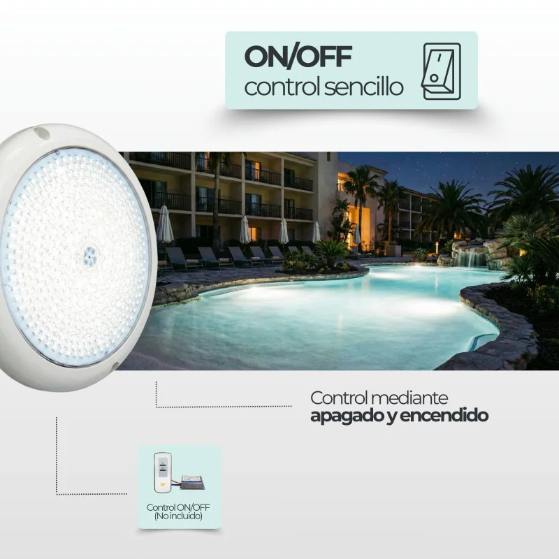 Foco LED Piscina Superfície 12V AC Branco Frio Ø15 cm | Premium