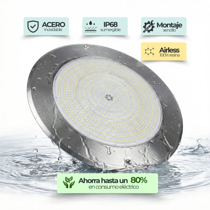 Spot de piscine LED RVB 4 fils 12V DC Ø28 cm ultra slim Ø28 cm | inox 316