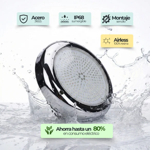 12V AC spot de surface LED blanc pour piscine Ø15 cm Ø15 cm Ø15 cm Ø15 cm Ø15 cm Ø15 cm Ø15 cm Acier inoxydable