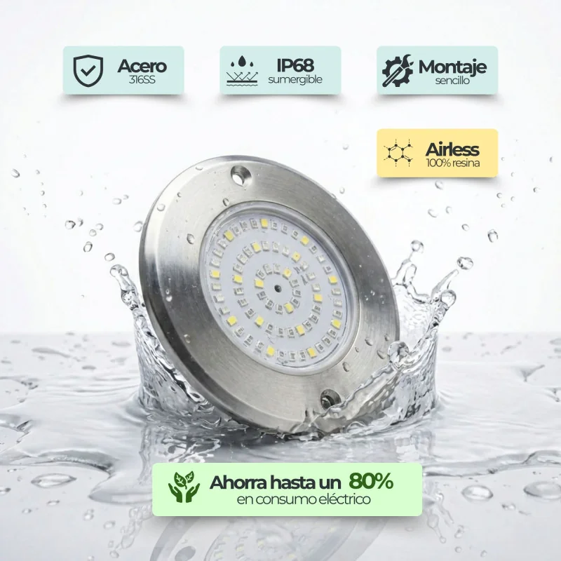 Projecteur LED Piscine Blanc Chaud Inox | 6W 12V