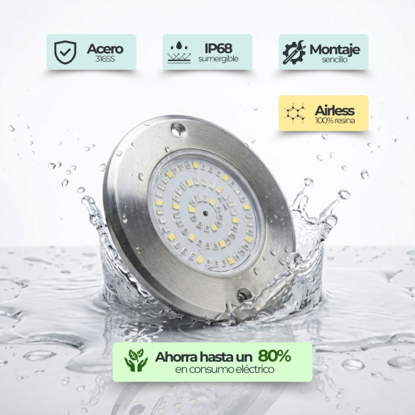 copy of Projetor LED branco frio em aço inoxidável para piscina Ø11CM 6W