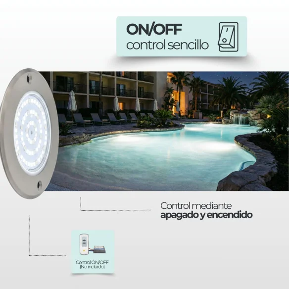 Spot LED blanc froid en acier inoxydable pour piscine Ø11CM 6W