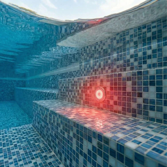 Projetor de piscina LED mini em aço RGBW com cabo de 5 fios