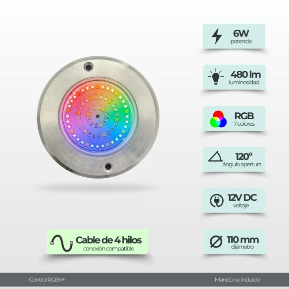 Mini Stainless Steel LED Pool Spotlight | 4-Wire RGB