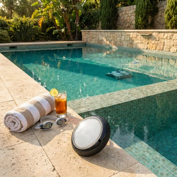Warm White Surface LED Pool Light Ø15cm - Premium Black Range