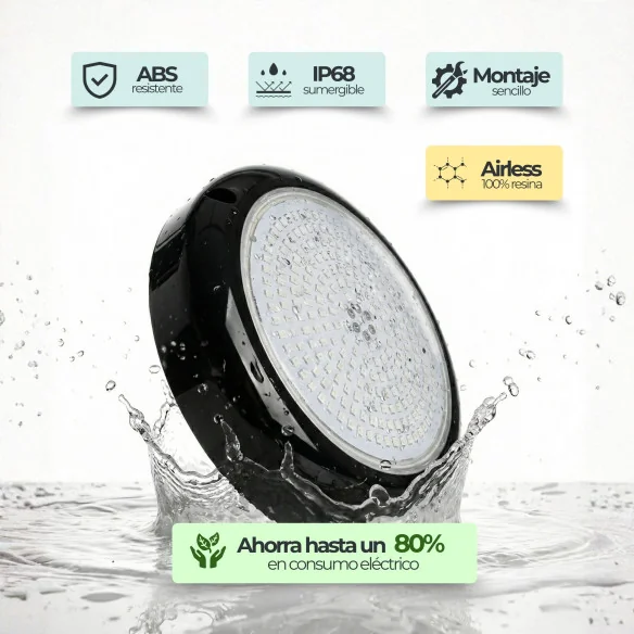 Foco LED Piscina Branco Quente Ø15cm - Gama Premium Black