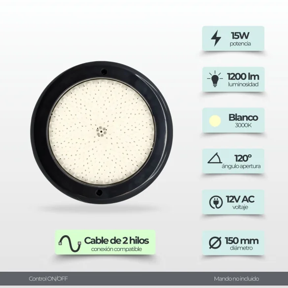 Warm White LED Pool Spotlight Ø15cm - Premium Black Range
