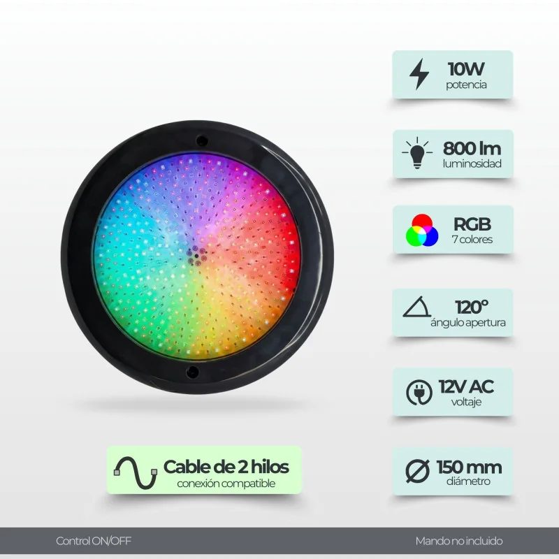 Projetor LED para piscina cor antracite - RGB ON/OFF Ø15cm ABS
