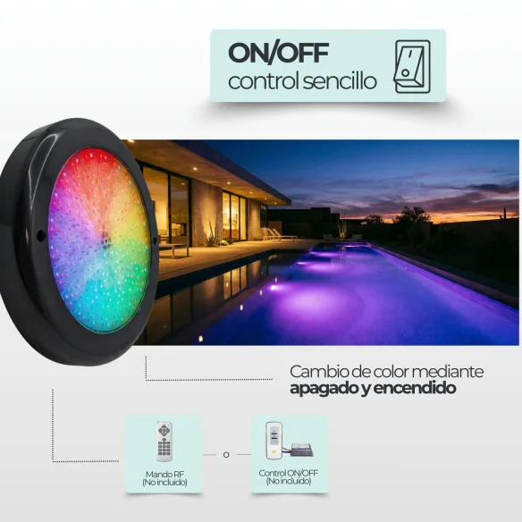 LED Pool Spotlight Anthracite Colour - RGB ON/OFF Ø15cm ABS