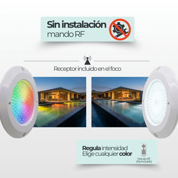 Foco LED Piscina 35W para Nicho - Branco + RGB 12V AC