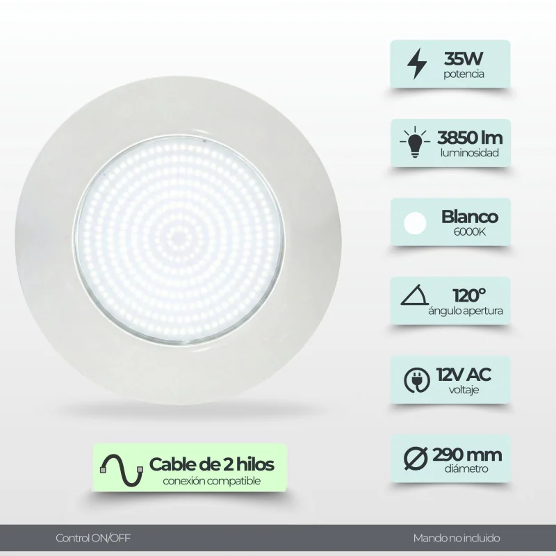 35W LED Pool Light Niche Replacement | 12V AC Cool White 6000K