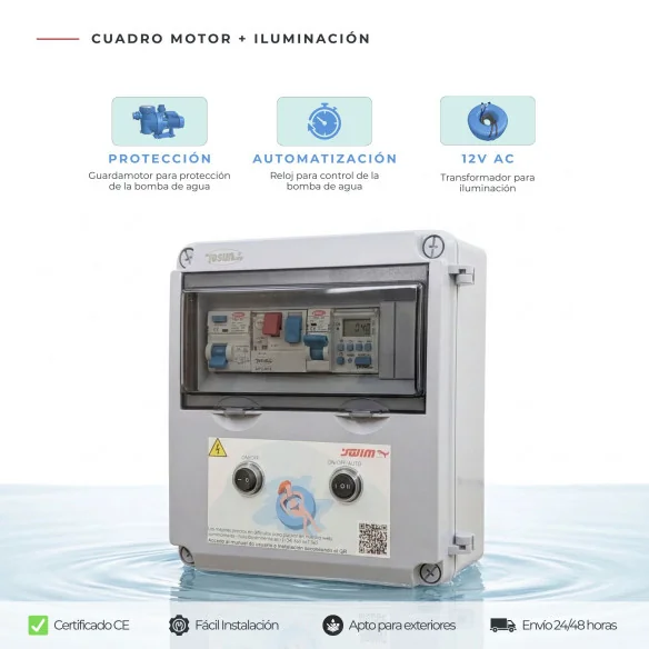 Quadro elétrico básico para piscina com transformador de 50W