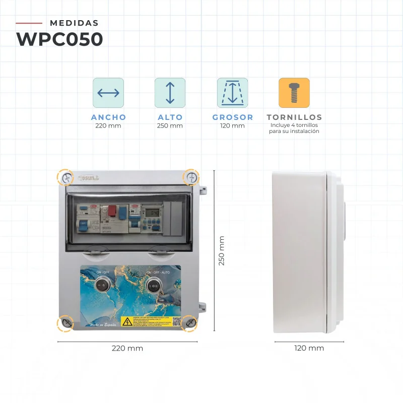 Cuadro Eléctrico Básico para Piscina con transformador 50W