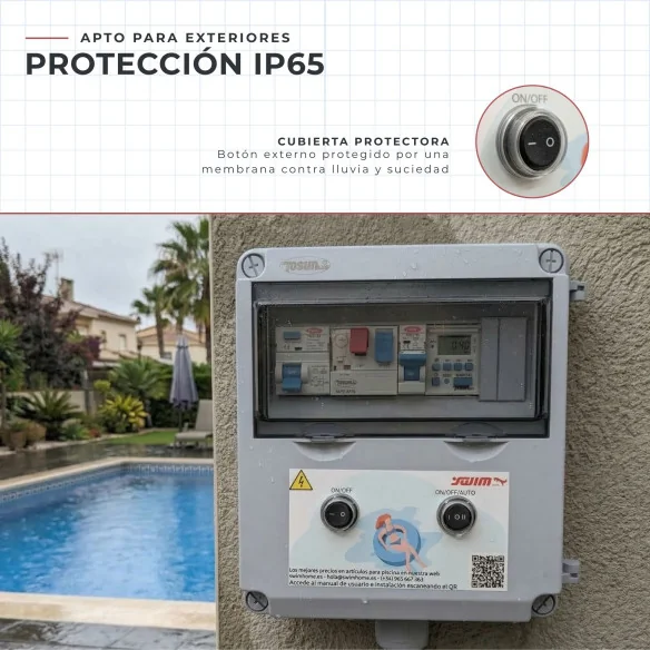 Tableau électrique de base pour piscine avec transformateur 50W