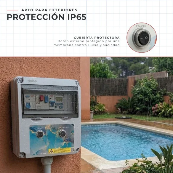 Tableau électrique de base pour piscine avec transformateur 50W