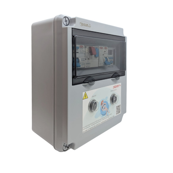 Quadro elétrico para piscina com contactor e transformador
