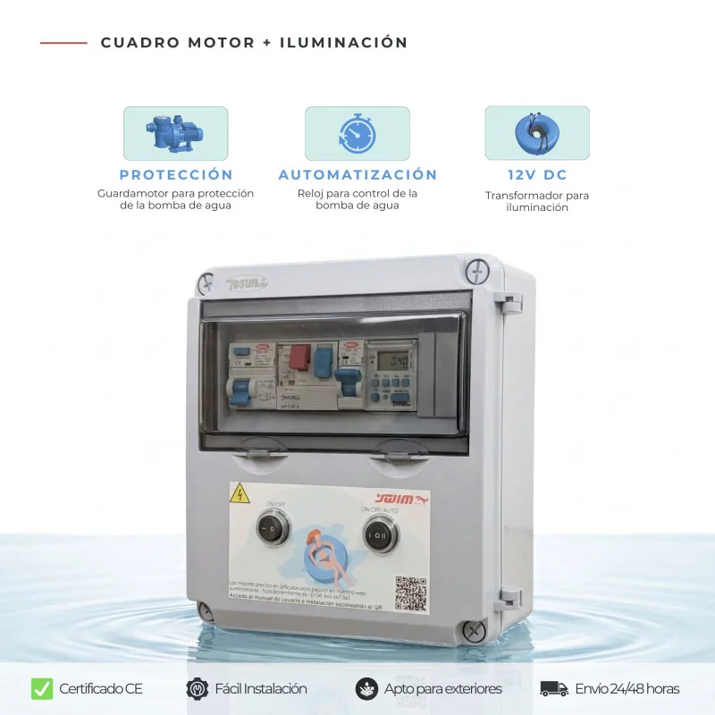 Tableau électrique compact pour piscine avec transformateur