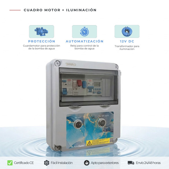 Quadro elétrico compacto para piscinas com transformador