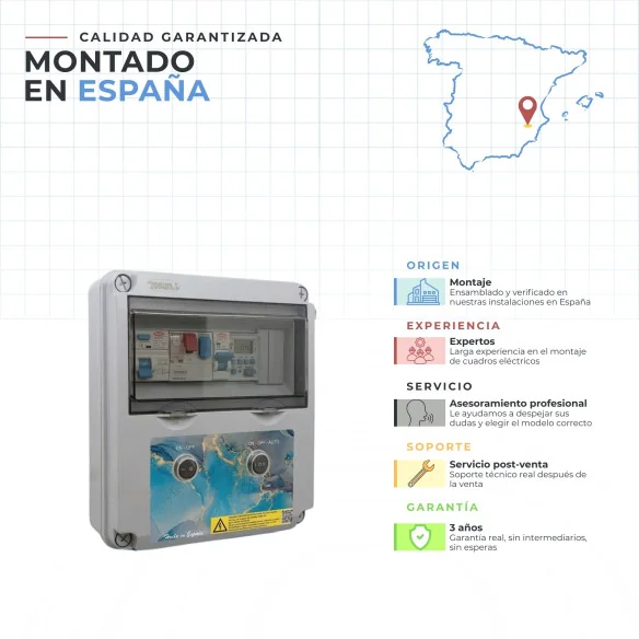Quadro elétrico compacto para piscinas com transformador