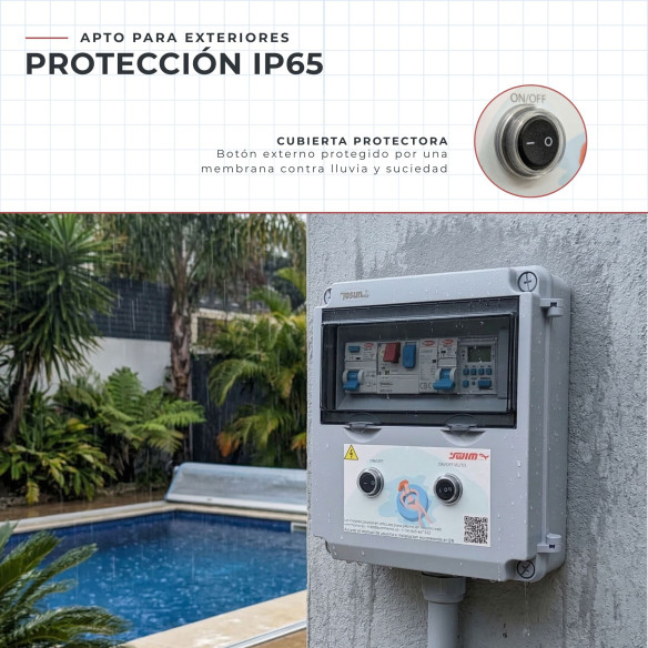 Quadro elétrico de piscina com alimentação eléctrica