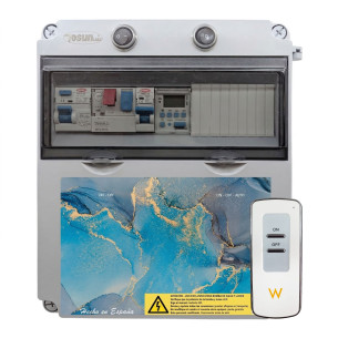 Cuadro Eléctrico para Piscina con Transformador : Transformador - 100W 12V/AC, Bomba de agua - 1 - 2 CV (6 - 10A), Controlador incluido cuadro - Sí, Etiquetado - Anónimo