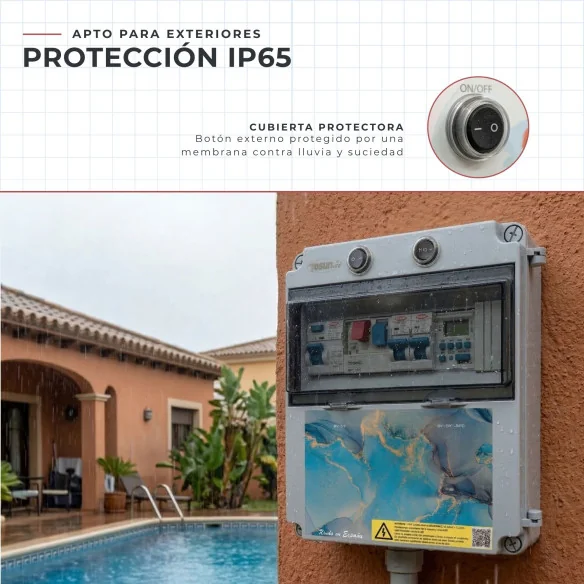 Cuadro Piscina con Transformador y Contactor Clorador | IP65