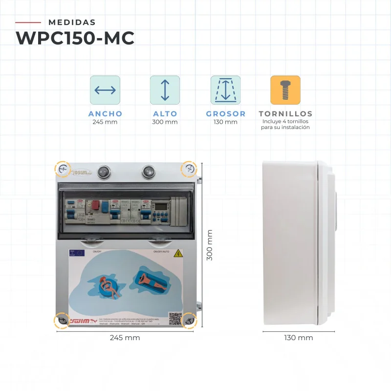 Panneau de commande électrique avec contacteur pour le moteur et le chlorateur Swimhome