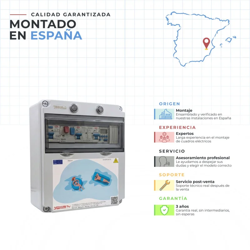 Painel de Controlo Eléctrico com Contactor para Motor e Clorador | Swimhome