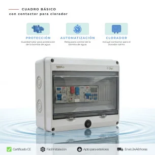 Electrical panel for swimming pool without lights, suitable for chlorinator 2