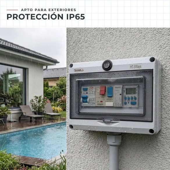 Tableau électrique de piscine avec contacteur et protecteur de moteur compact