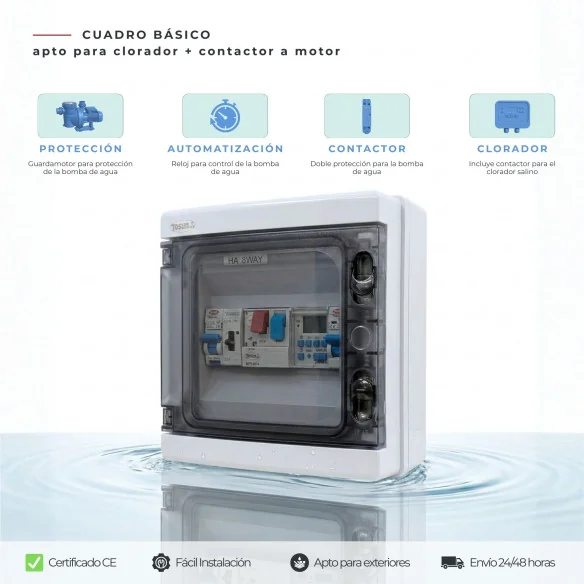 Cuadro Eléctrico Piscina con Contactor Motor Clorador