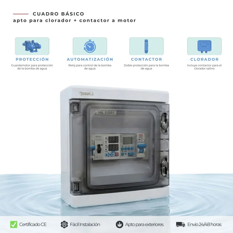 Cuadro Eléctrico Piscina con Contactor Motor Clorador
