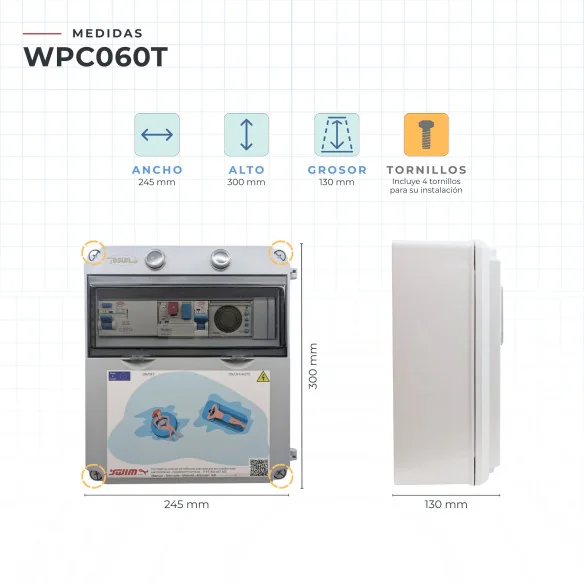 Cuadro Eléctrico de Piscina Trifásico con Transformador 50W