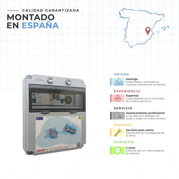 Tableau Électrique Triphasé pour Piscine avec Transformateur 60W