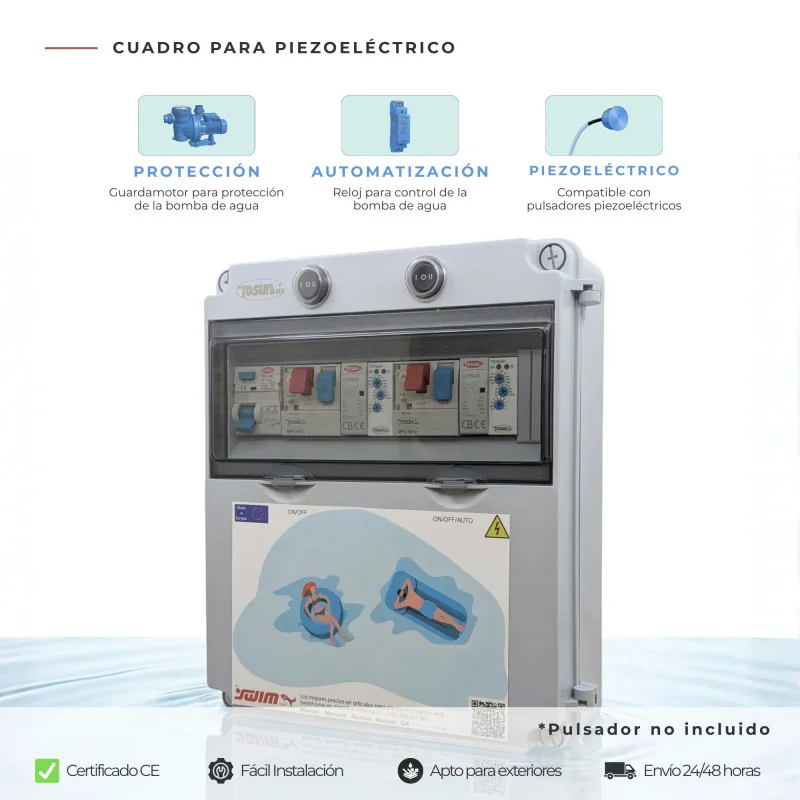 Cuadro electrico piezoelectrico para 1 bomba de agua o aire