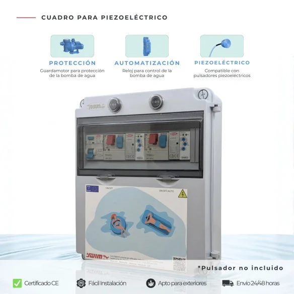 Cuadro electrico piezoelectrico para 1 bomba de agua o aire
